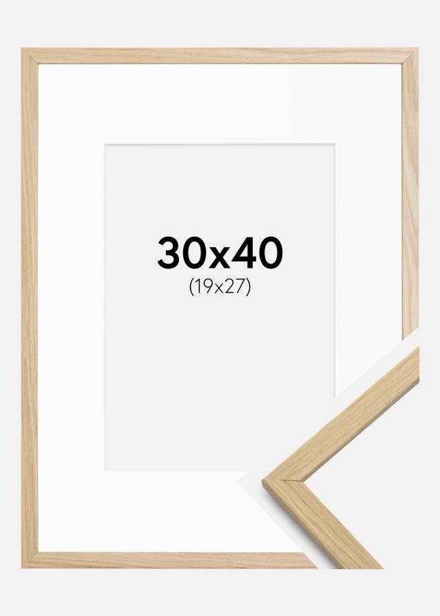 Ram med passepartou Rahmen Edsbyn Eiche 30x40 cm - Passepartout Weiß 20x28 cm