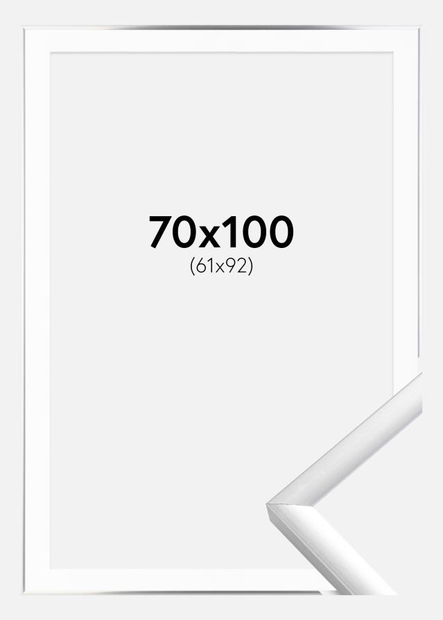 Ram med passepartou Rahmen New Lifestyle Silber 70x100 cm - Passepartout Weiß 62x93 cm