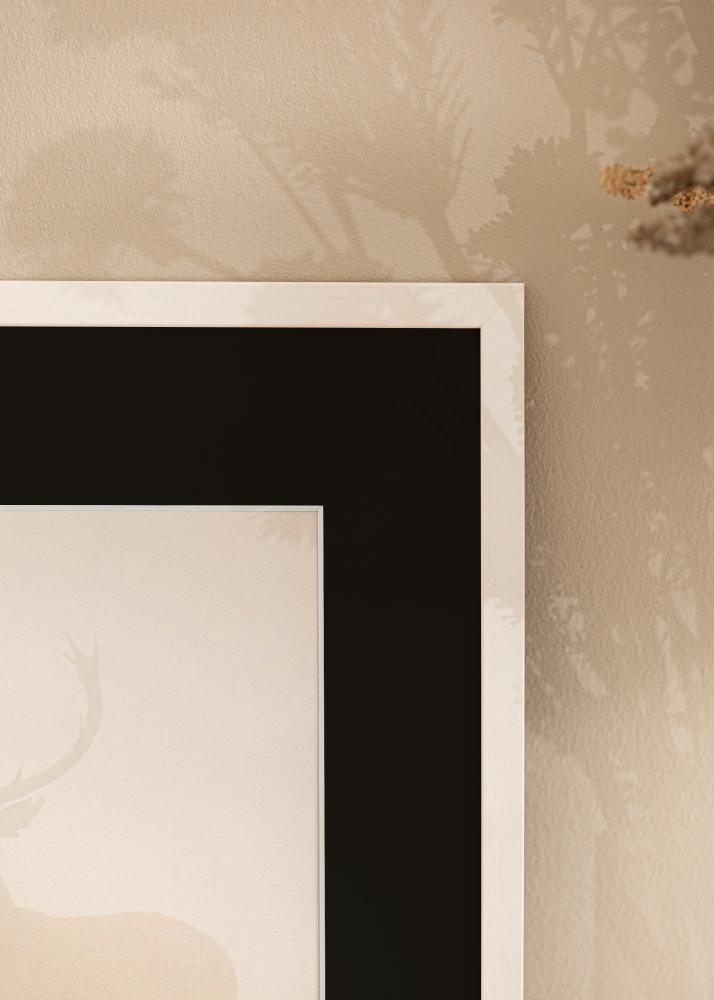 Ram med passepartou Rahmen Edsbyn Weiß 20x30 cm - Passepartout Schwarz 15x21 cm (A5)