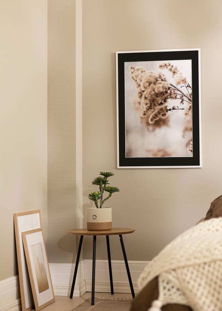 Ram med passepartou Rahmen Edsbyn Weiß 20x30 cm - Passepartout Schwarz 15x21 cm (A5)