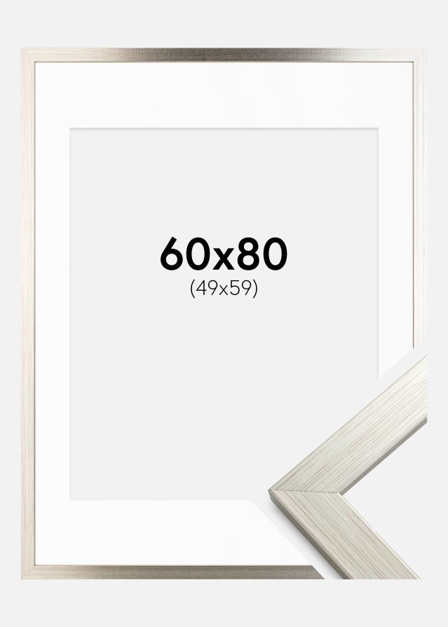 Ram med passepartou Rahmen Silver Wood 60x80 cm - Passepartout Weiß 50x60 cm