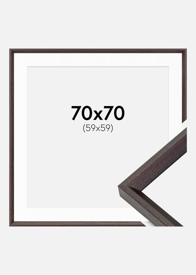 Ram med passepartou Rahmen Globe Espresso 70x70 cm - Passepartout Weiß 60x60 cm