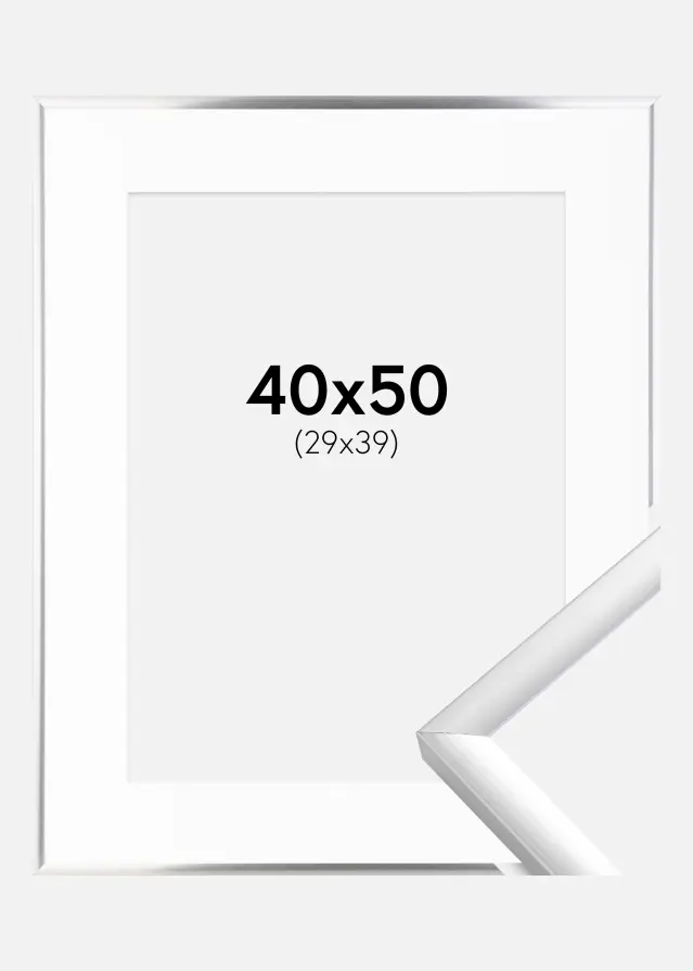 Ram med passepartou Rahmen New Lifestyle Silber 40x50 cm - Passepartout Weiß 30x40 cm