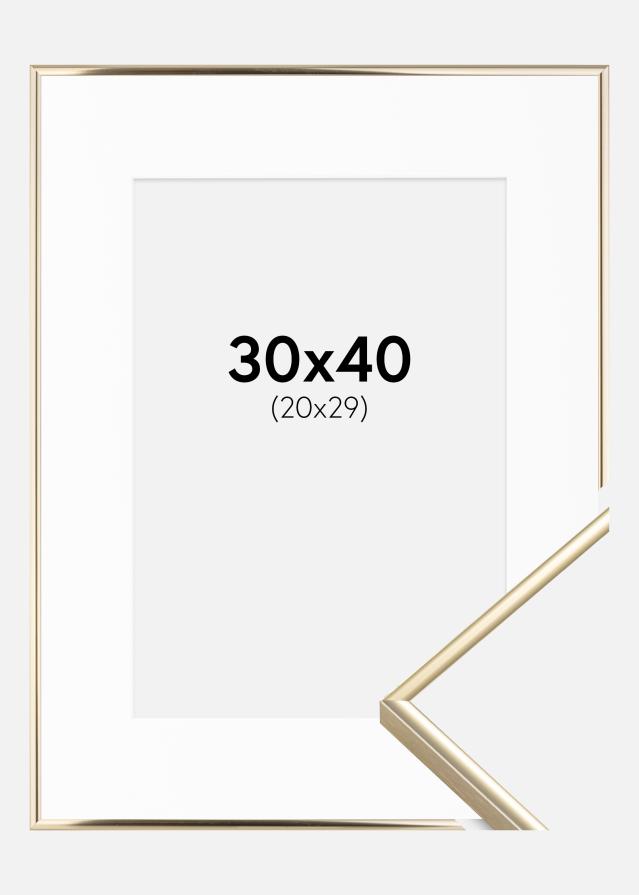 Ram med passepartou Rahmen Visby Gold Glänzend 30x40 cm - Passepartout Weiß 21x30 cm
