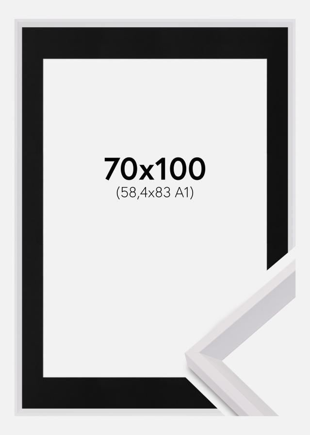 Ram med passepartou Rahmen Globe Weiß 70x100 cm - Passepartout Schwarz 59,4x84 cm