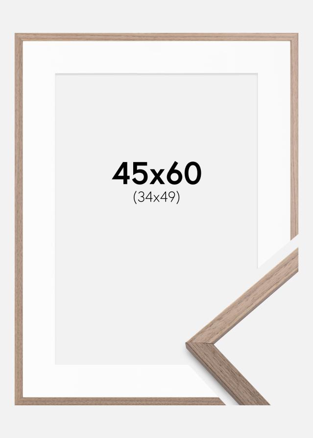 Ram med passepartou Rahmen Edsbyn Walnuss Hell 45x60 cm - Passepartout Weiß 35x50 cm