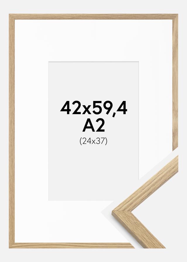 Ram med passepartou Rahmen Trendy Eiche 42x59,4 cm (A2) - Passepartout Weiß 25x38 cm