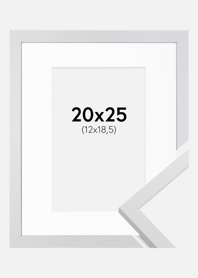 Ram med passepartou Rahmen Trendy Weiß 20x25 cm - Passepartout Weiß 13x19,5 cm
