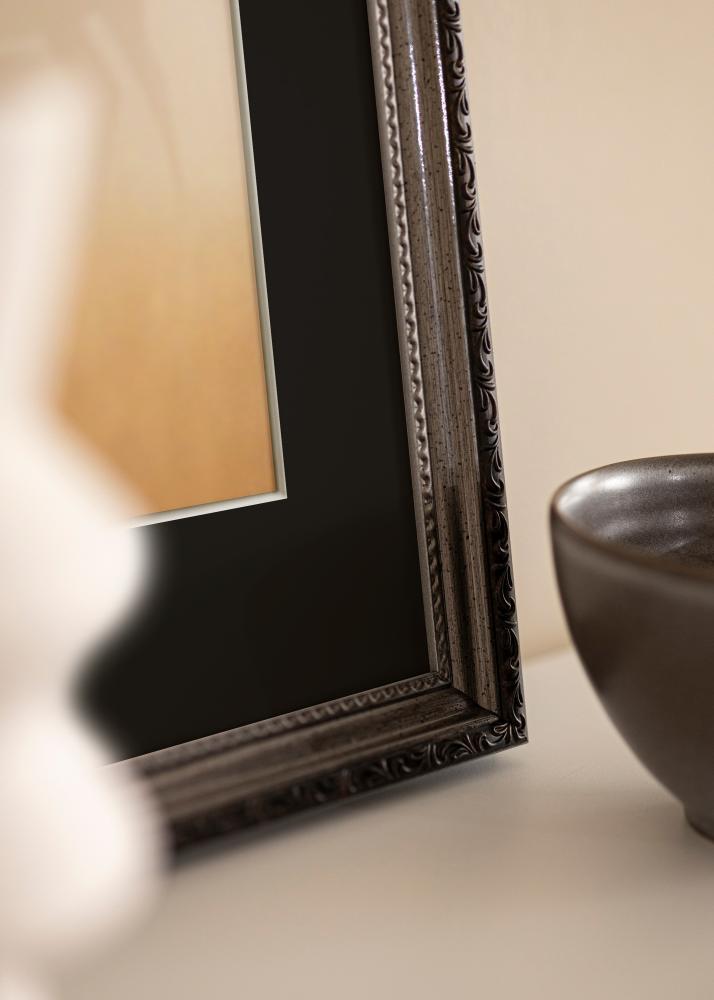 Ram med passepartou Rahmen Abisko Silber 30x40 cm - Passepartout Schwarz 18x27 cm