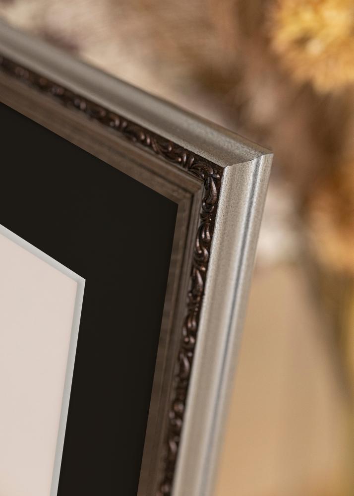 Ram med passepartou Rahmen Abisko Silber 30x40 cm - Passepartout Schwarz 18x27 cm