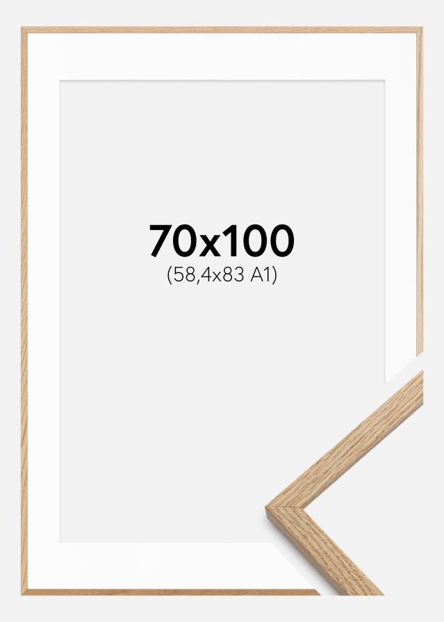 Ram med passepartou Rahmen Oslo Eiche 70x100 cm - Passepartout Weiß 59,4x84 cm (A1)