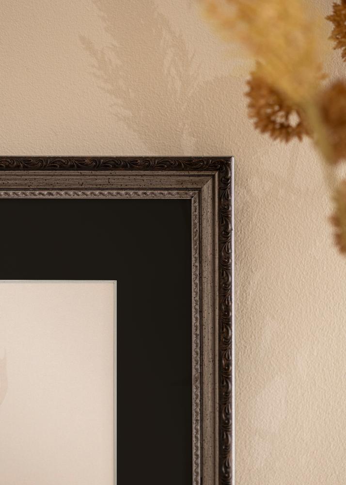 Ram med passepartou Rahmen Abisko Silber 30x40 cm - Passepartout Schwarz 18x27 cm