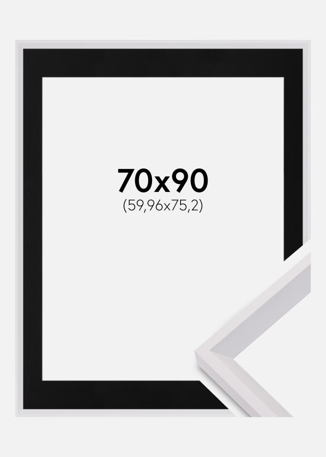 Ram med passepartou Rahmen Globe Weiß 70x90 cm - Passepartout Schwarz 24x30 inches