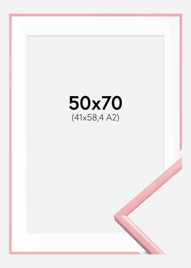 Ram med passepartou Rahmen New Lifestyle Rosa 50x70 cm - Passepartout Weiß 42x59,4 cm (A2)