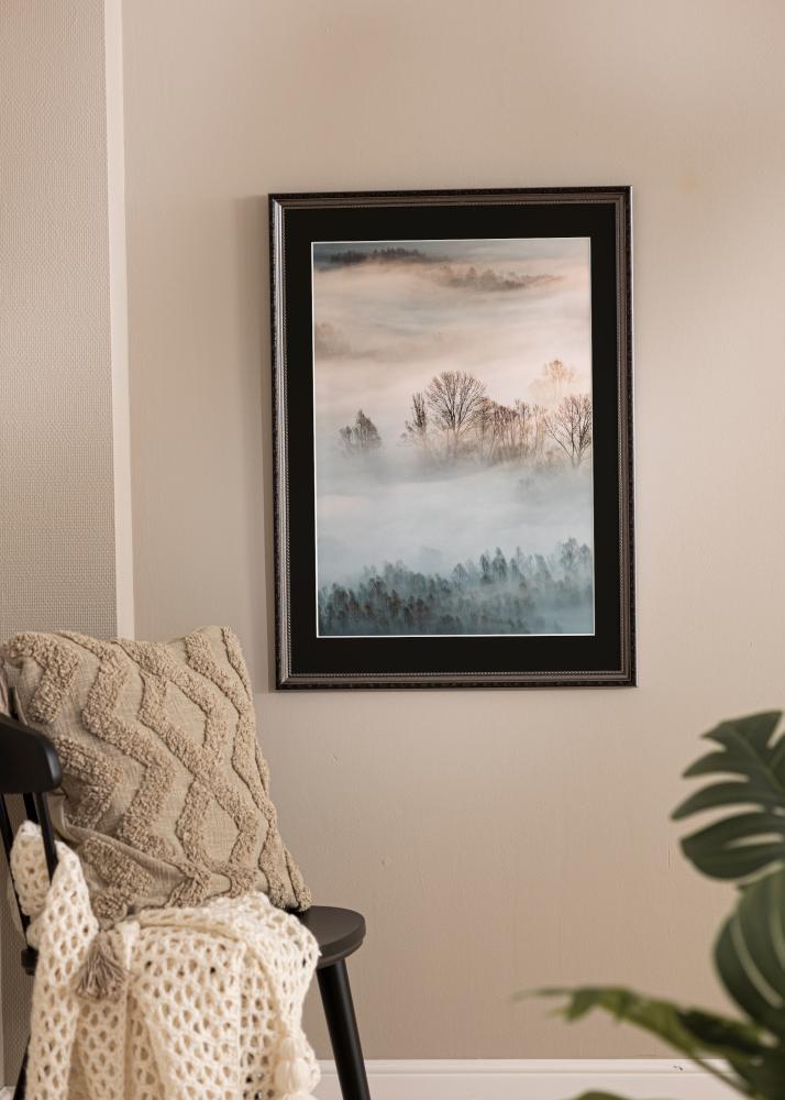 Ram med passepartou Rahmen Abisko Silber 30x40 cm - Passepartout Schwarz 18x27 cm