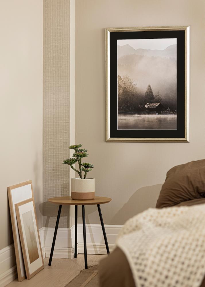 Ram med passepartou Rahmen Västkusten Silber 70x100 cm - Passepartout Schwarz 24x36 inches