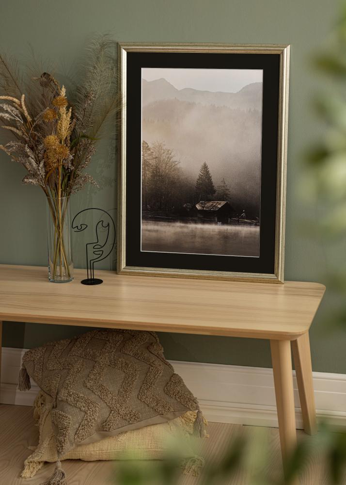 Ram med passepartou Rahmen Västkusten Silber 70x100 cm - Passepartout Schwarz 24x36 inches