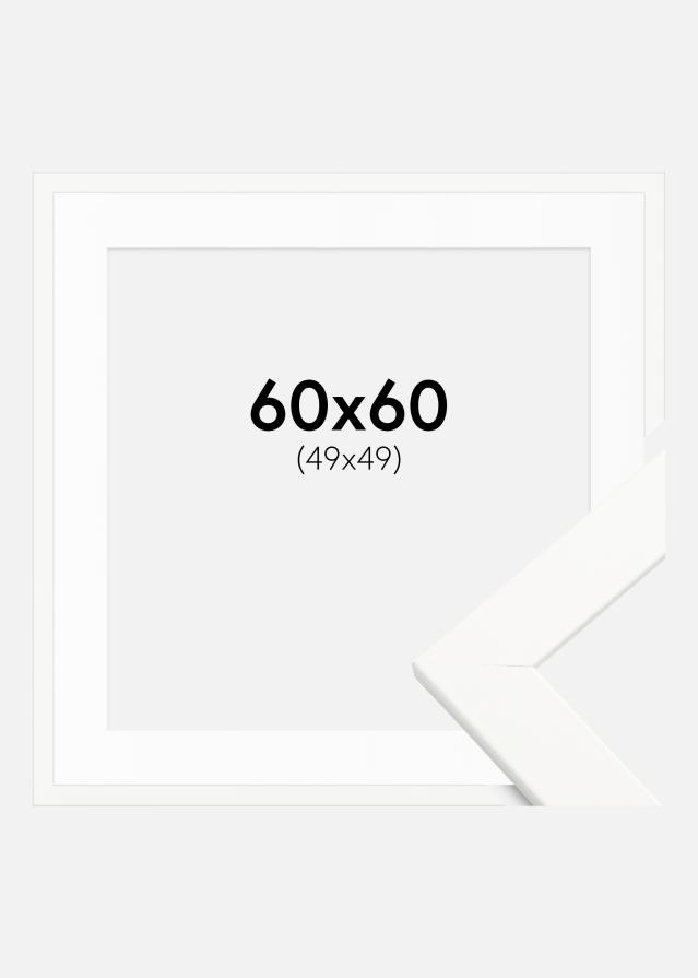 Ram med passepartou Rahmen Trendline Weiß 60x60 cm - Passepartout Weiß 50x50 cm