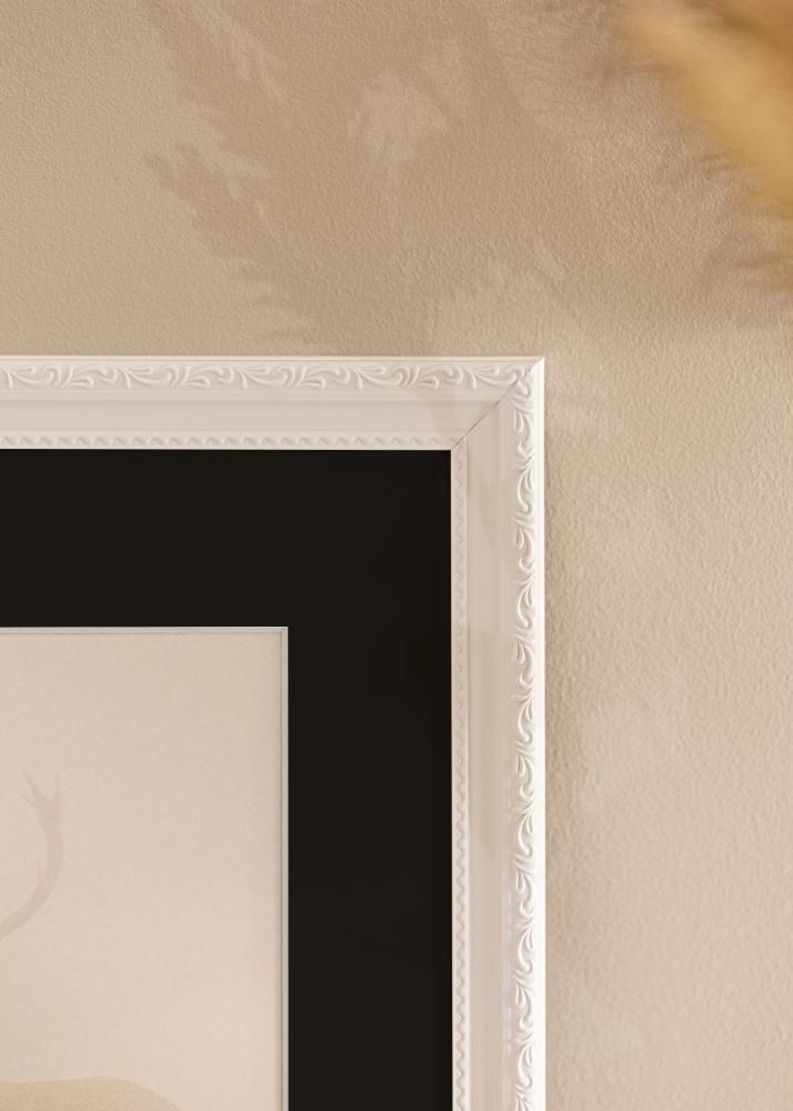 Ram med passepartou Rahmen Abisko Weiß 30x40 cm - Passepartout Schwarz 18x27 cm