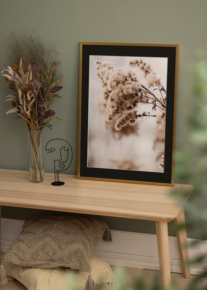 Ram med passepartou Rahmen Edsbyn Gold 30x40 cm - Passepartout Schwarz 8x12 inches