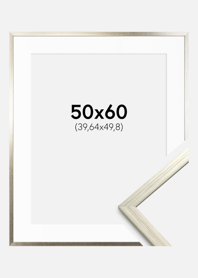 Ram med passepartou Rahmen Edsbyn Silber 50x60 cm - Passepartout Weiß 16x20 inches