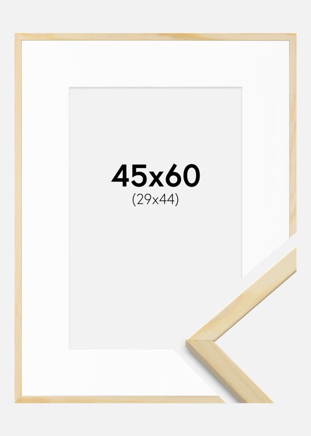 Ram med passepartou Rahmen Galant Kiefer 45x60 cm - Passepartout Weiß 30x45 cm