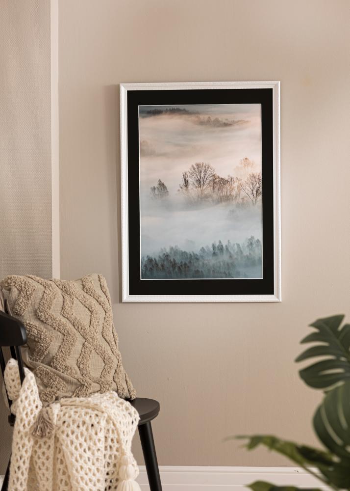 Ram med passepartou Rahmen Abisko Weiß 30x40 cm - Passepartout Schwarz 18x27 cm