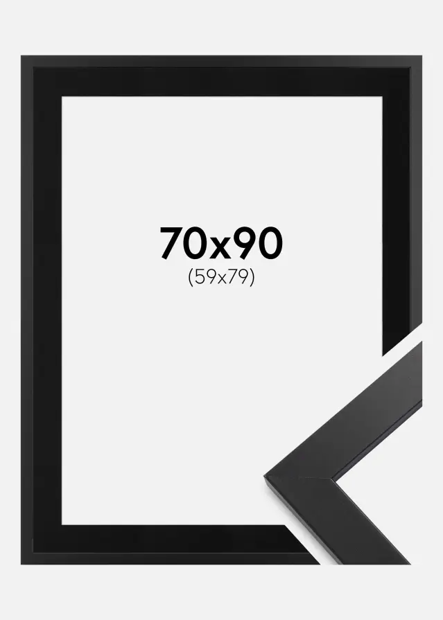 Ram med passepartou Rahmen Black Wood 70x90 cm - Passepartout Schwarz 60x80 cm