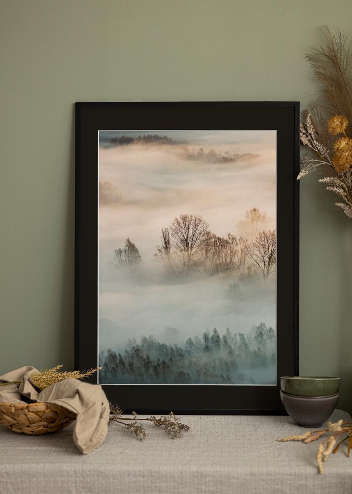 Ram med passepartou Bilderrahmen Edsbyn Schwarz 20x30 cm - Passepartout Schwarz 15x21 cm