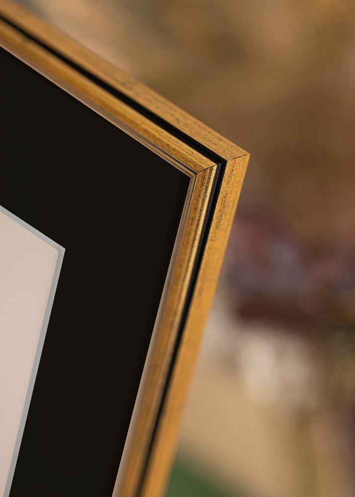 Ram med passepartou Rahmen Horndal Gold 24x30 cm - Passepartout Schwarz 18x24 cm