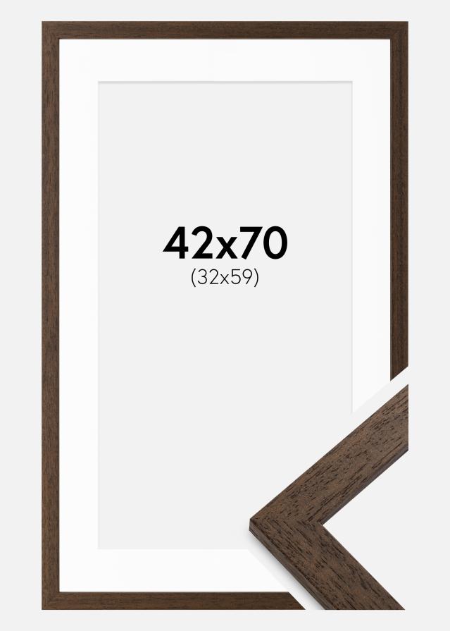 Ram med passepartou Rahmen Brown Wood 42x70 cm - Passepartout Weiß 33x60 cm