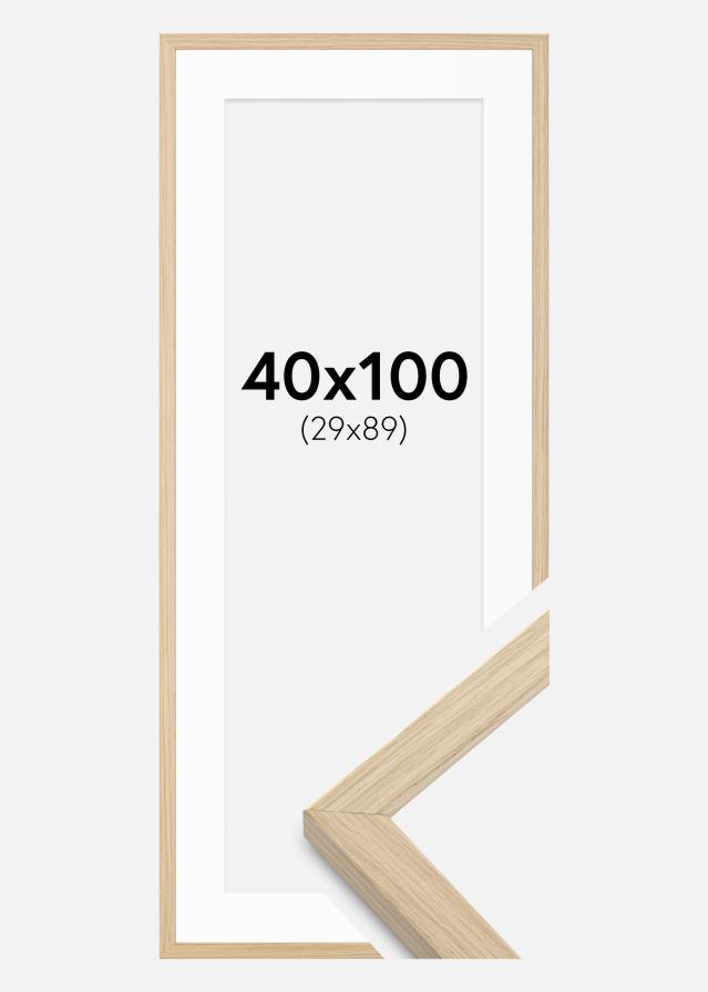 Ram med passepartou Rahmen Grimsåker Eiche 40x100 cm - Passepartout Weiß 30x90 cm