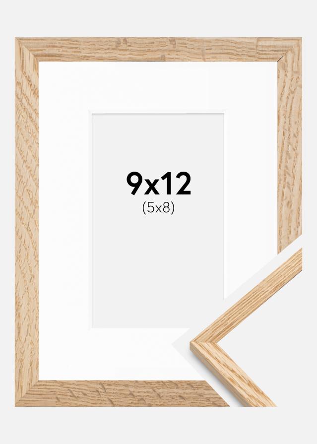 Ram med passepartou Rahmen Schmal Eiche 9x12 cm - Passepartout Weiß 6x9 cm