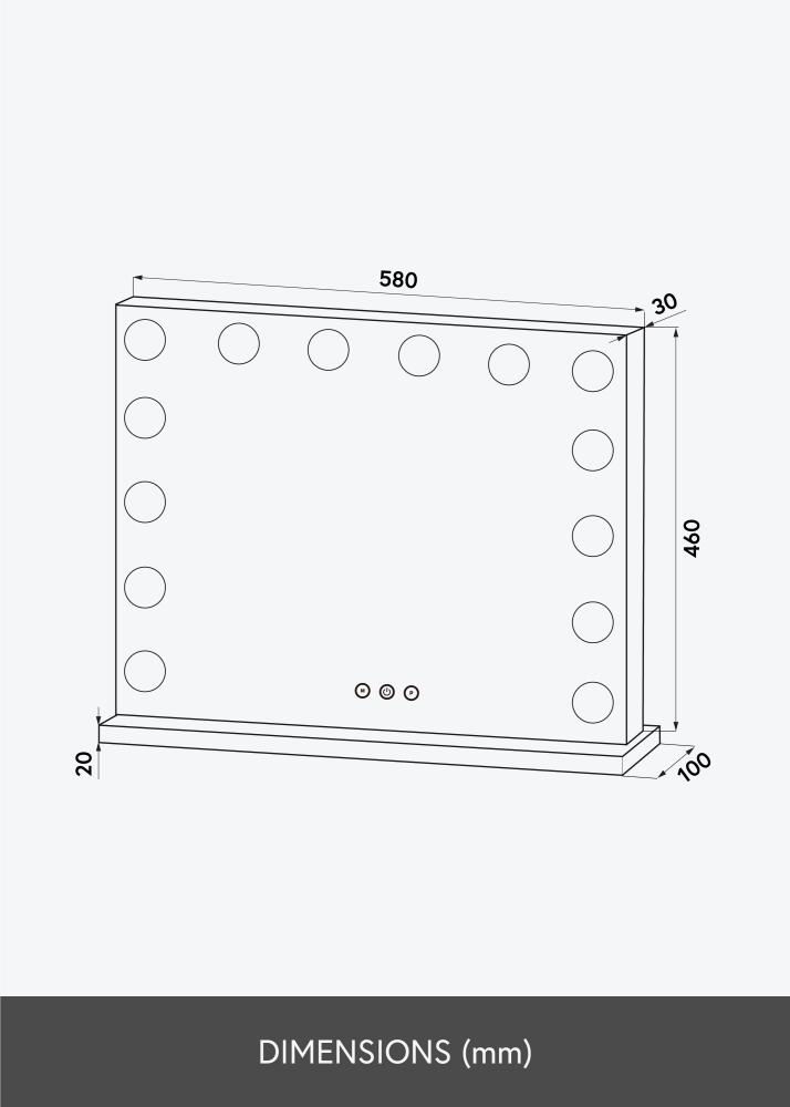 KAILA KAILA Kosmetikspiegel Base LED 14 Schwarz 56x46 cm
