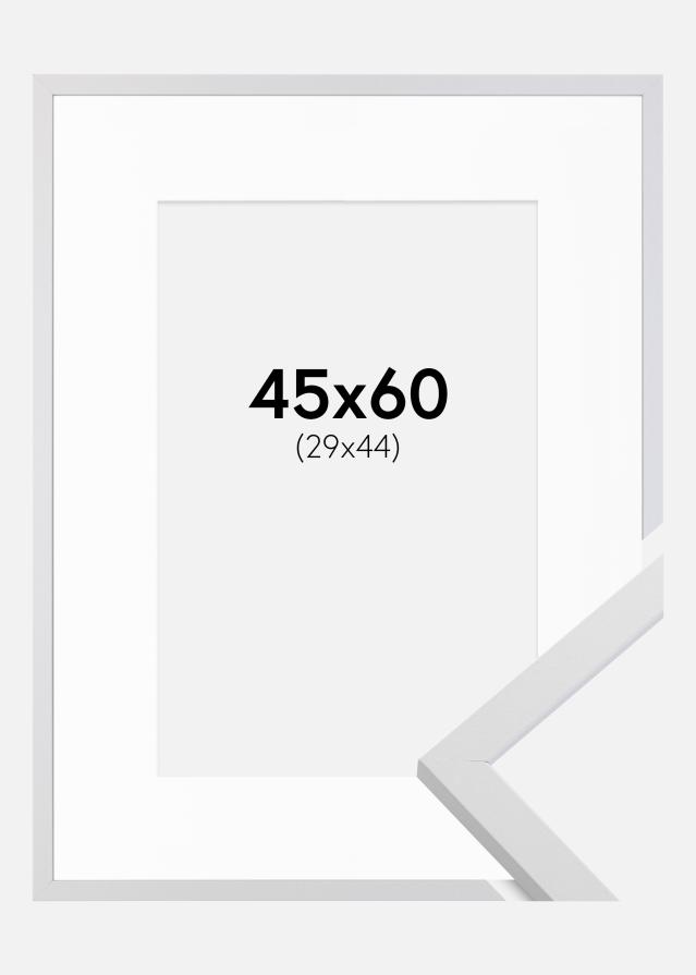 Ram med passepartou Rahmen Trendy Weiß 45x60 cm - Passepartout Weiß 30x45 cm