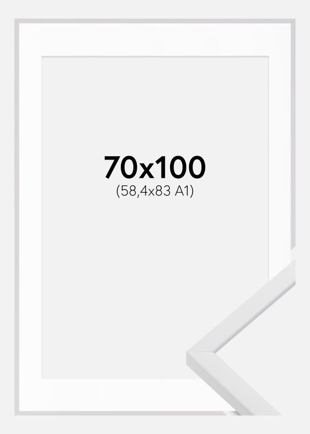 Ram med passepartou Rahmen E-Line Weiß 70x100 cm - Passepartout Weiß 59,4x84 cm