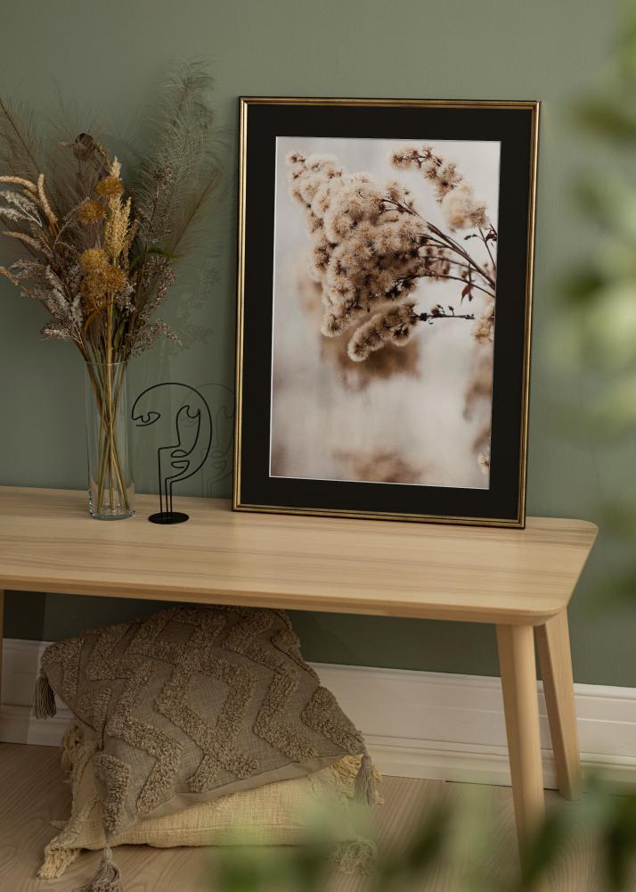 Ram med passepartou Rahmen Horndal Gold 24x30 cm - Passepartout Schwarz 18x24 cm