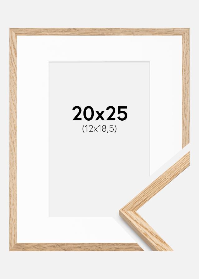 Ram med passepartou Rahmen Schmal Eiche 20x25 cm - Passepartout Weiß 13x19,5 cm