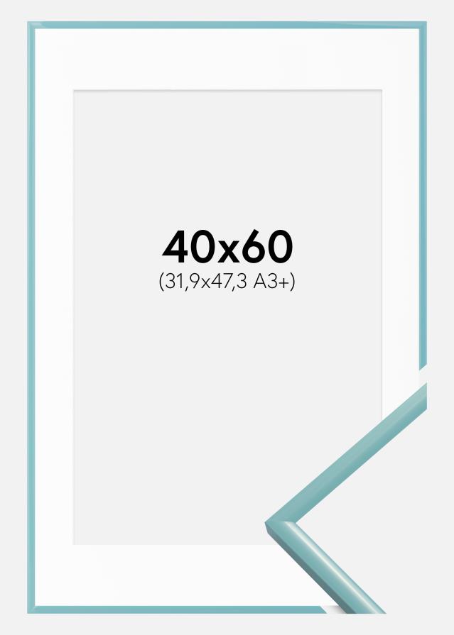 Ram med passepartou Rahmen New Lifestyle Türkis 40x60 cm - Passepartout Weiß 32,9x48,3 cm (A3+)