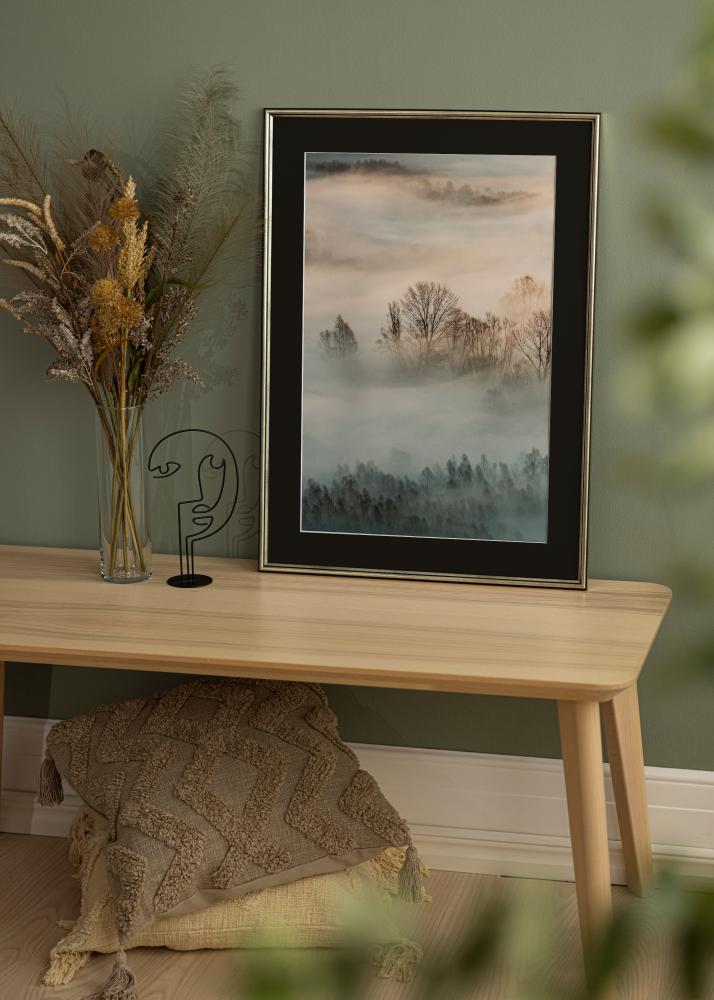 Ram med passepartou Rahmen Horndal Silber 24x30 cm - Passepartout Schwarz 18x24 cm