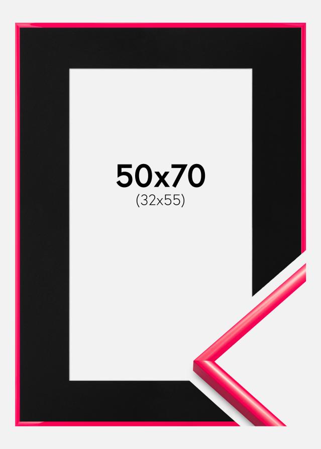 Ram med passepartou Rahmen New Lifestyle Hot Pink 50x70 cm - Passepartout Schwarz 33x56 cm