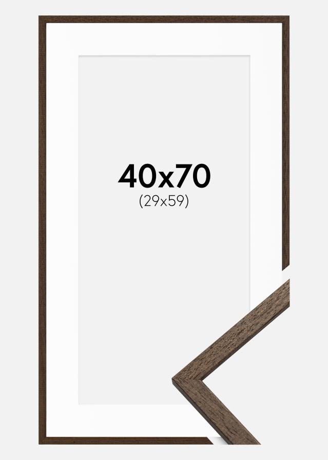 Ram med passepartou Rahmen Edsbyn Walnuss 40x70 cm - Passepartout Weiß 30x60 cm
