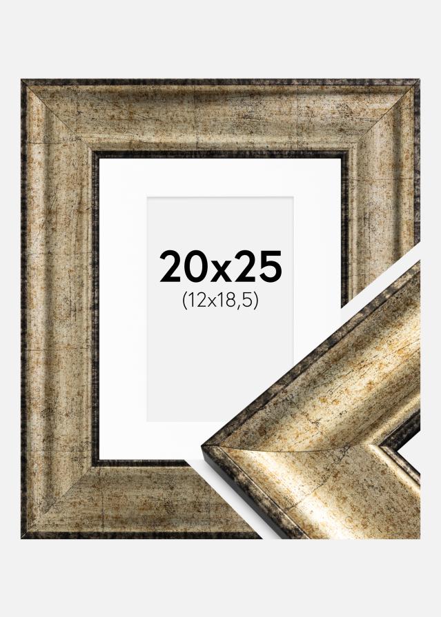 Ram med passepartou Rahmen Saltsjöbaden Antik-Gold 20x25 cm - Passepartout Weiß 13x19,5 cm