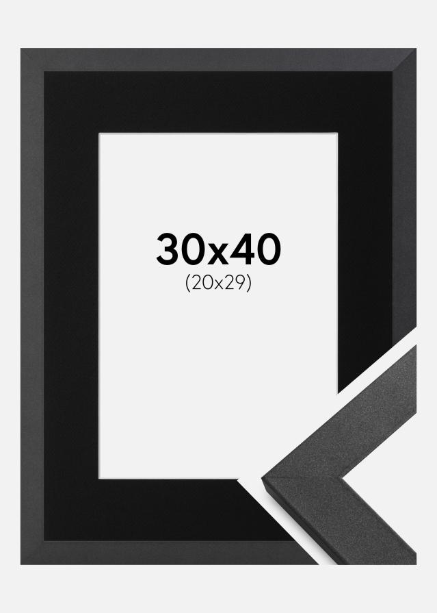 Ram med passepartou Rahmen Graphite Wood 30x40 cm - Passepartout Schwarz 21x30 cm