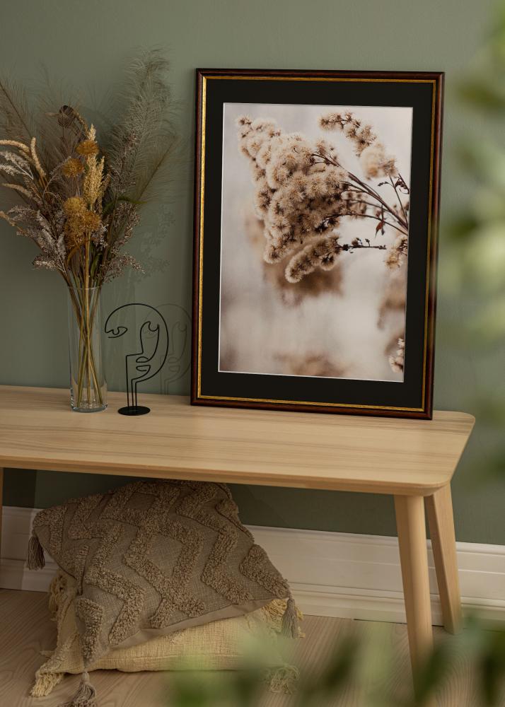 Ram med passepartou Rahmen Siljan Braun 60x60 cm - Passepartout Schwarz 50x50 cm