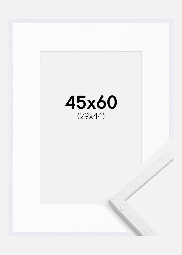Ram med passepartou Rahmen Edsbyn Warm White 45x60 cm - Passepartout Weiß 30x45 cm