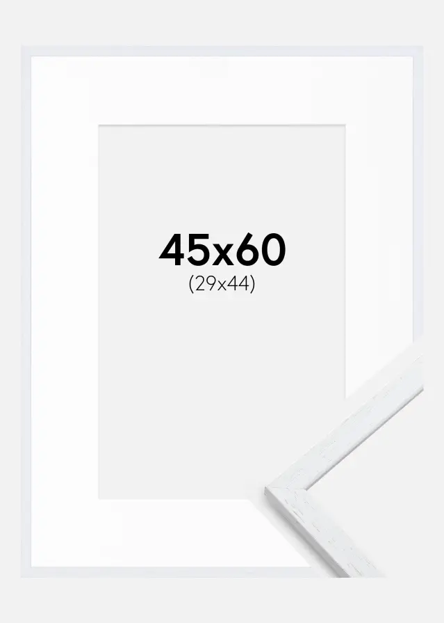 Ram med passepartou Rahmen Edsbyn Warm White 45x60 cm - Passepartout Weiß 30x45 cm