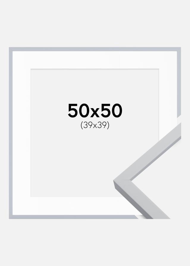 Ram med passepartou Rahmen Oslo Weiß 50x50 cm - Passepartout Weiß 40x40 cm