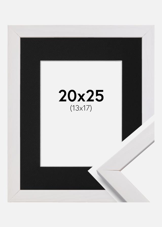 Ram med passepartou Rahmen Stilren Weiß 20x25 cm - Passepartout Schwarz 14x18 cm