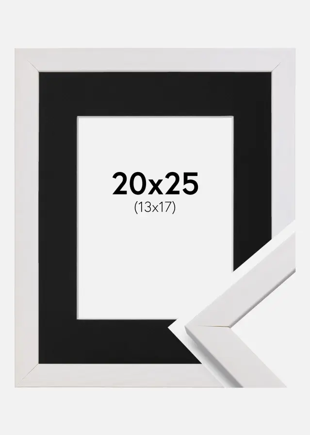 Ram med passepartou Rahmen Stilren Weiß 20x25 cm - Passepartout Schwarz 14x18 cm